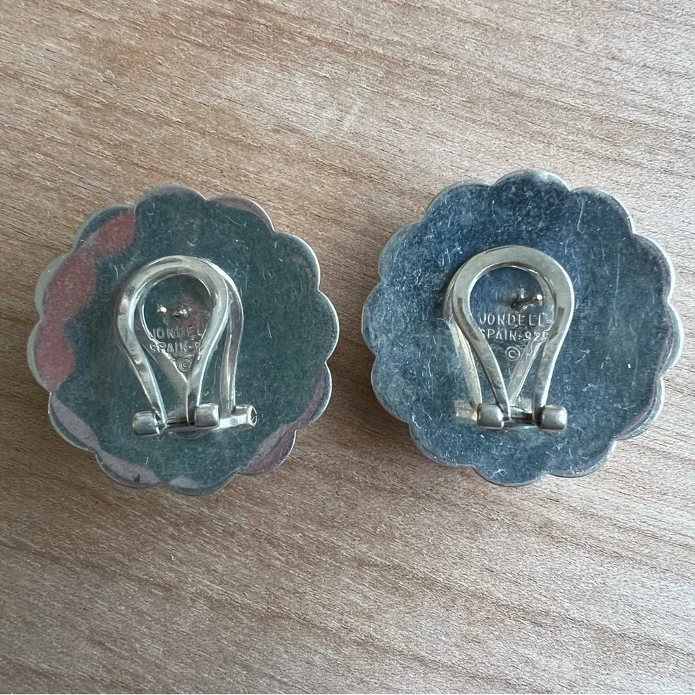 Vintage jondell Puffy 925 Sterling Silver Button Earrings
